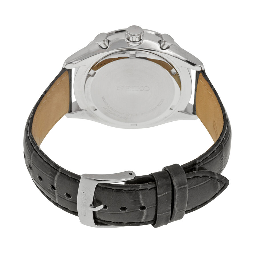 Seiko Chronograph Silver Dial Gray Leather Men's Watch #SPC087 - Watches of America #3