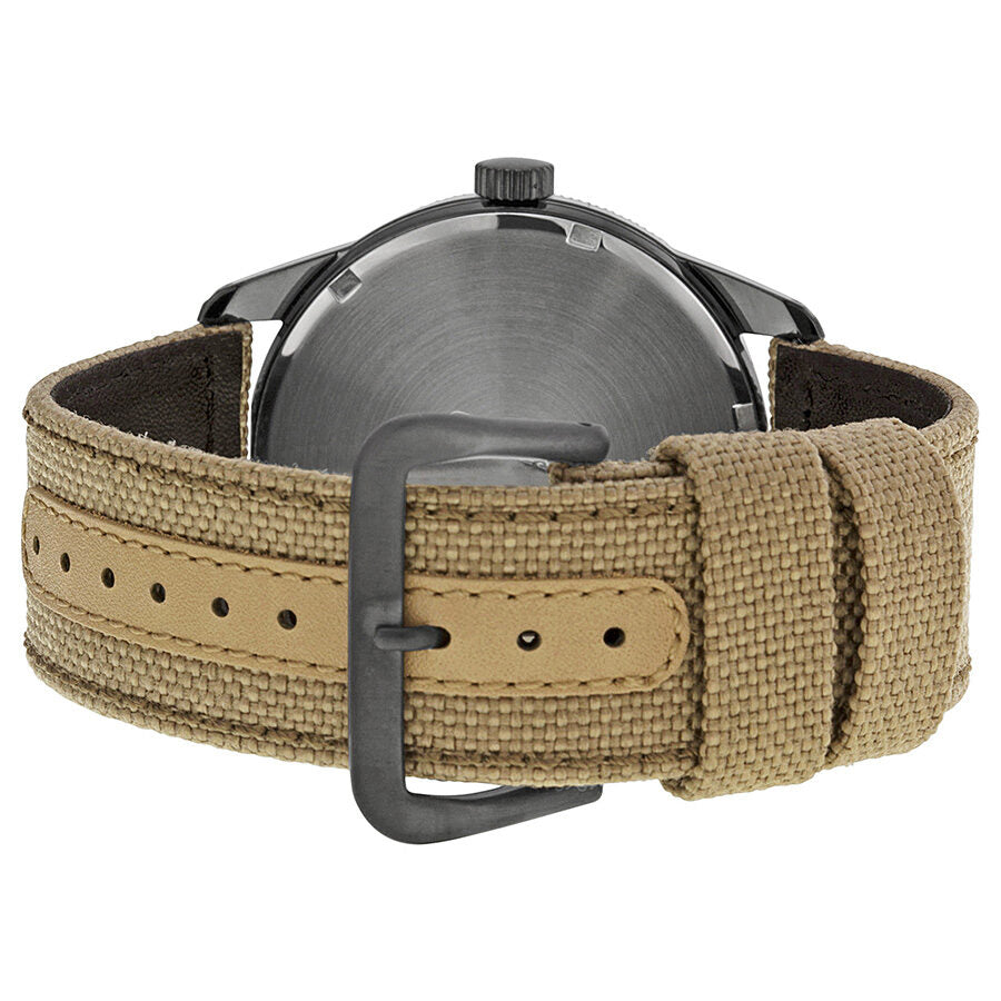 Seiko Solar Black Dial Beige Nylon Men's Watch #SNE331 - Watches of America #3