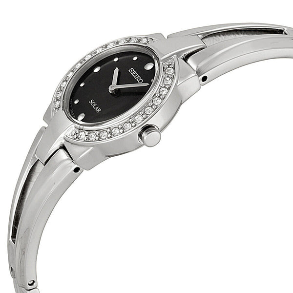 Seiko Solar Black Dial Stainless Steel Ladies Watch #SUP205 - Watches of America #2