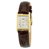 Seiko Solar Champagne Dial Brown Leather Ladies Watch #SUP252 - Watches of America
