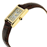 Seiko Solar Champagne Dial Brown Leather Ladies Watch #SUP252 - Watches of America #2