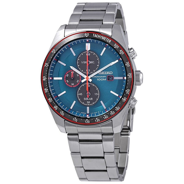 Seiko Solar Chronograph Quartz Blue Dial Men's Watch #SSC717 - Watches of America