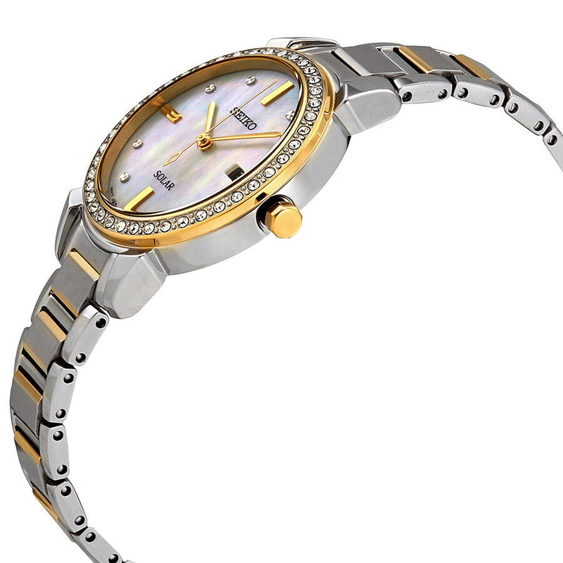 Seiko Solar Crystal White Mother of Pearl Dial Ladies Watch #SUT328 - Watches of America #2