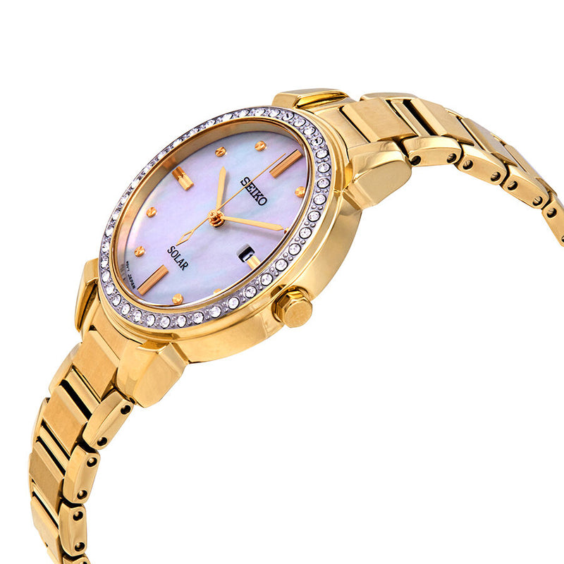 Seiko Solar Swarovski Crystal Mother of Pearl Ladies Watch #SUT330 - Watches of America #2
