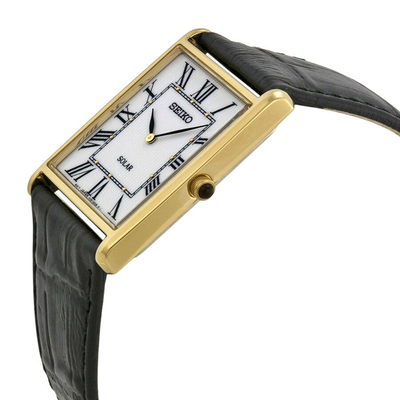 Reloj Seiko Solar para Hombre con Esfera Blanca y Cuero Negro SUP880 –  Watches of America