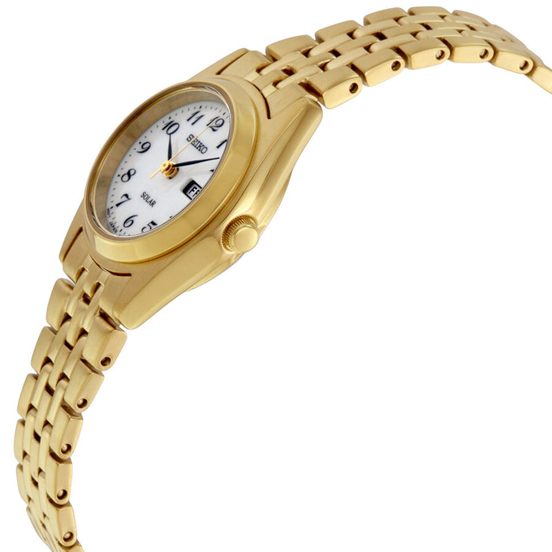Seiko Solar White Dial Gold-tone Ladies Watch #SUT118 - Watches of America #2