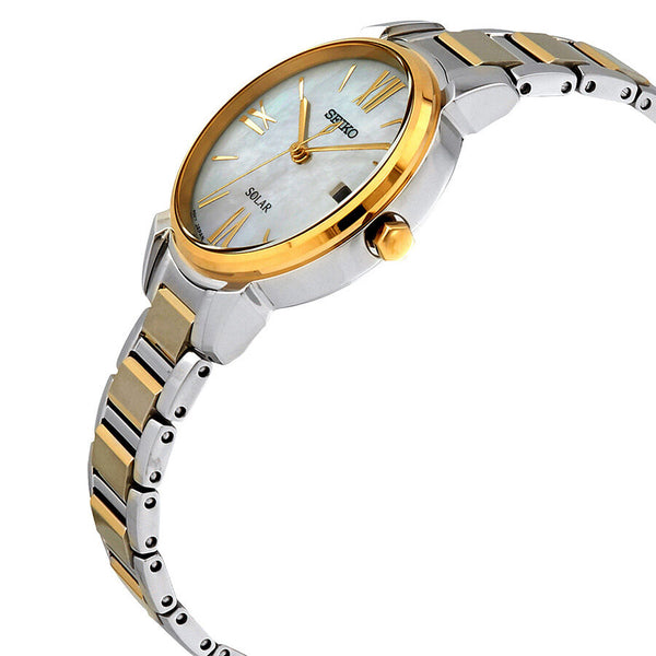 Seiko Solar White Mother of Pearl Dial Two-tone Ladies Watch #SUT324 - Watches of America #2