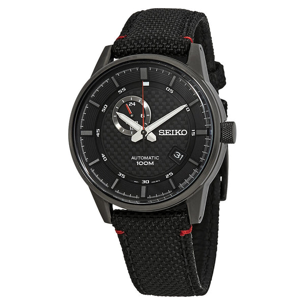 Seiko Sports Automatic Black Dial Black Nylon Men's Watch #SSA383K1 - Watches of America