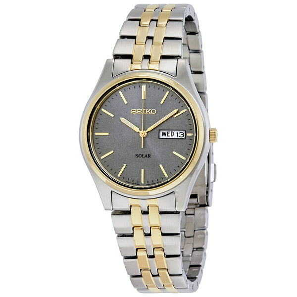 Seiko Two-tone Solar Charcoal Dial Men's Watch #SNE042 - Watches of America