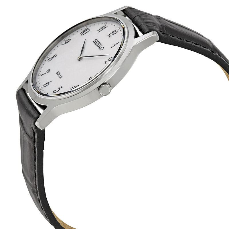 Seiko Quartz White Dial Black Leather Men's Watch #SUP863P1 - Watches of America #2