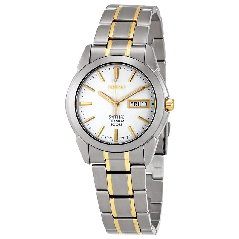 Seiko White Dial Men's Two Tone Titanium Watch #SGG733P1 - Watches of America
