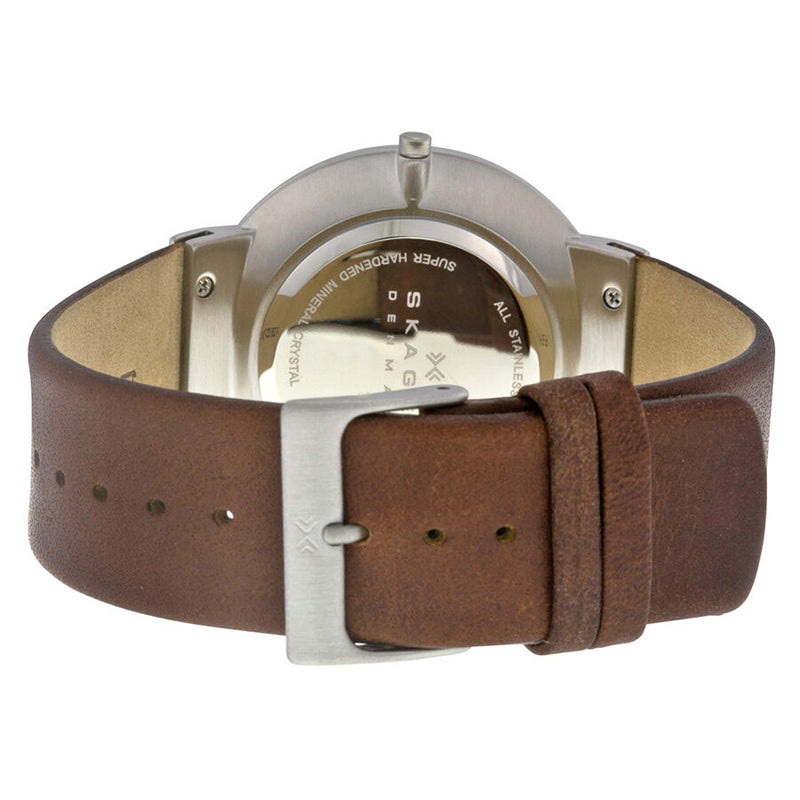 Skagen Ancher White Dial Brown Leather Men's Watch SKW6082 - Watches of America #3