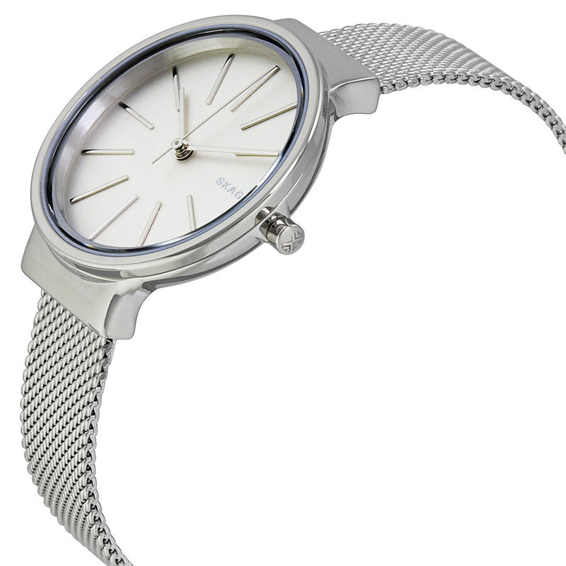 Skagen Ancher White Dial Steel Mesh Ladies Watch SKW2478 - Watches of America #2