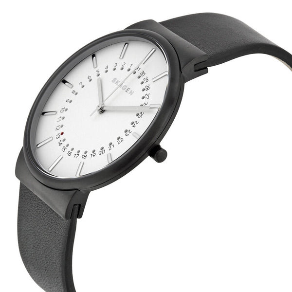 Skagen Ancher White Dial Black Leather Men's Watch SKW6243 - Watches of America #2