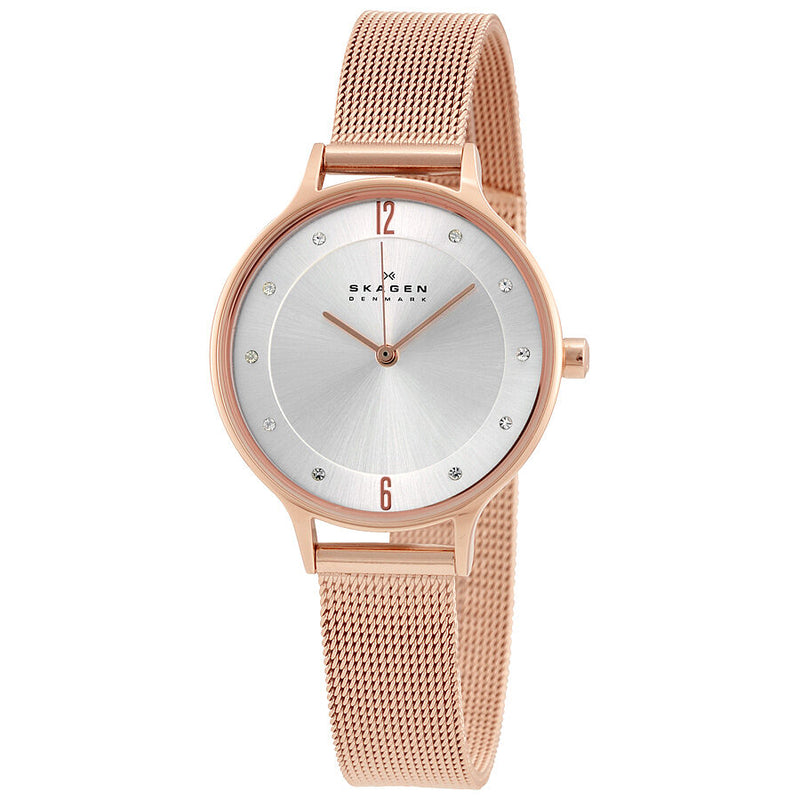 Skagen Anita Silver Dial Rose Gold-tone Ladies Watch #SKW2151 - Watches of America