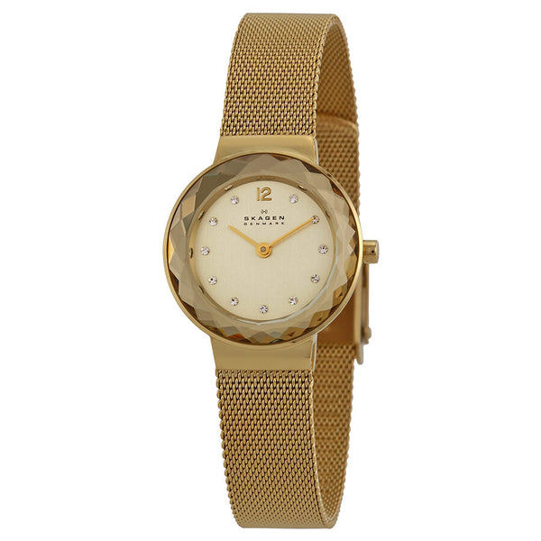 Skagen Champagne Dial Swarovski Crystal Gold-Tone Ladies Watch 456SGSG - Watches of America