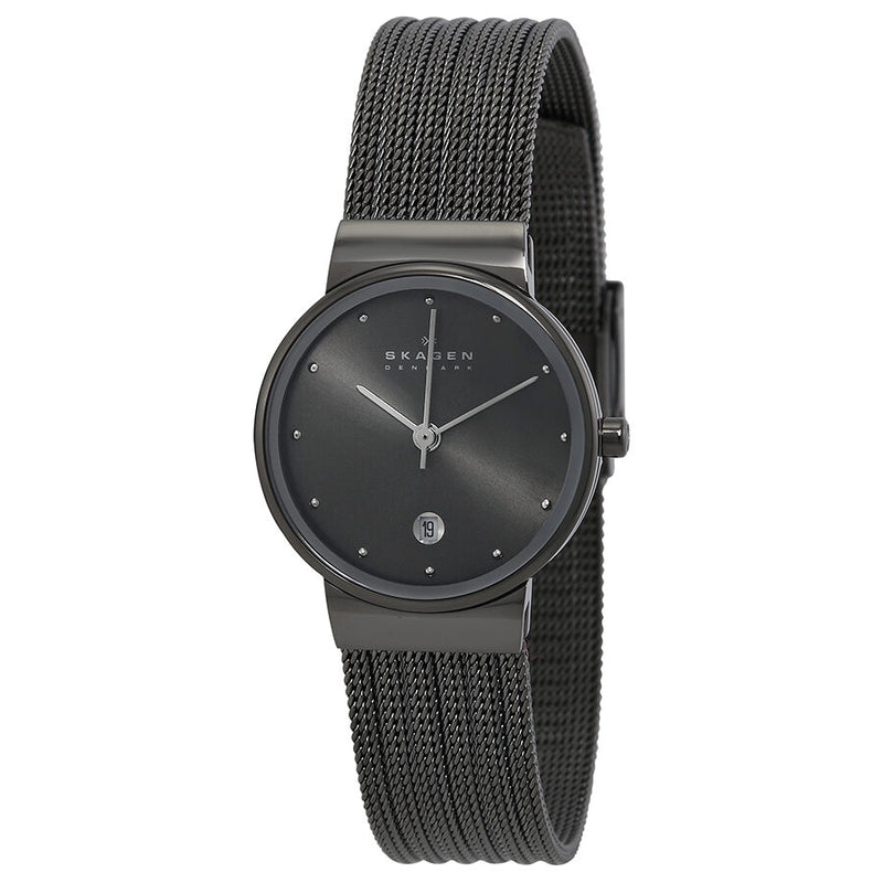 Skagen Denmark Swarovski Gunmetal Dial Mesh Ladies Watch 355SMM1 - Watches of America