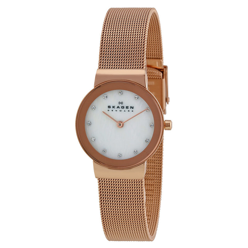 Skagen Freja Mother of Pearl Dial Rose Gold-tone Ladies Watch 358SRRD - Watches of America