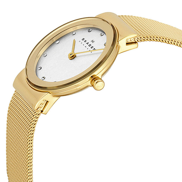 Skagen Freja Silver Dial Gold-plated Mesh Ladies Watch 358SGGD - Watches of America #2