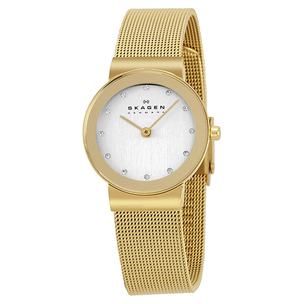 Skagen Freja Silver Dial Gold-plated Mesh Ladies Watch 358SGGD - Watches of America