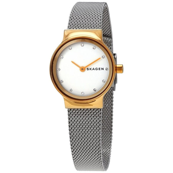 Skagen Freja White Dial Stainless Steel Mesh Ladies Watch #SKW2666 - Watches of America