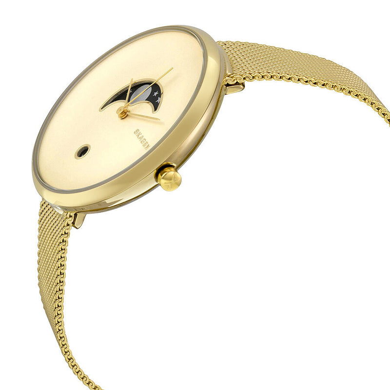 Skagen Gitte Moonphase Gold Dial Gold-tone Mesh Ladies Watch SKW2373 - Watches of America #2
