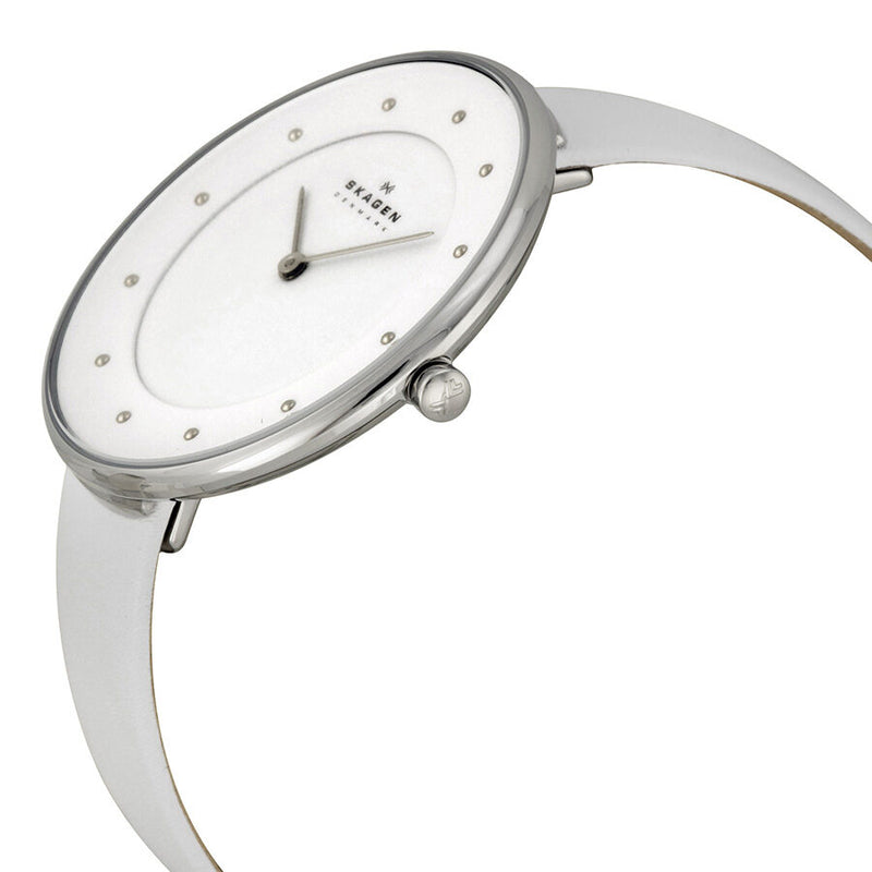 Skagen Gitte White Dial White Leather Ladies Watch SKW2136 - Watches of America #2