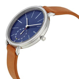 Skagen Hagen Reloj de mujer de cuero tostado con esfera azul SKW2355