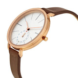 Skagen Hagen Reloj de mujer de cuero marrón con esfera blanca SKW2356