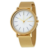 Skagen Hald Silver Dial Yellow Gold PVD Steel Ladies Watch SKW2509 - Watches of America