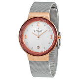 Skagen Leonora Silver Dial Stainless Steel Mesh Ladies Watch 456LRS - Watches of America