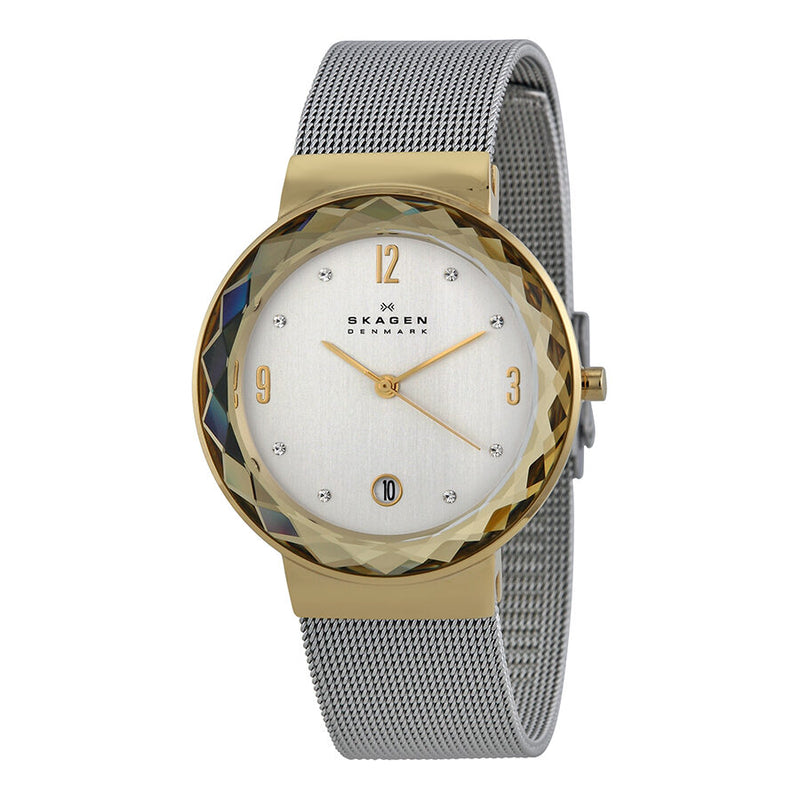 Skagen Leonora Silver Dial Stainless Steel Mesh Ladies Watch SKW2002 - Watches of America