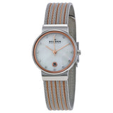 Skagen Mother of Pearl Dial Two-tone Mesh Ladies Watch 355SSRS - Watches of America