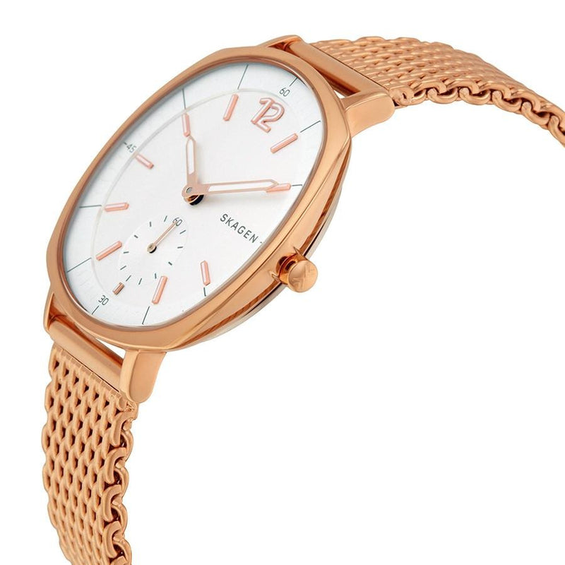 Skagen Rungsted White Dial Rose Gold-tone Ladies Watch SKW2401