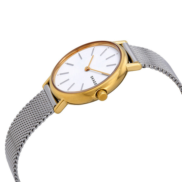 Skagen Signatur White Dial Stainless Steel Mesh Ladies Watch #SKW2729 - Watches of America #2