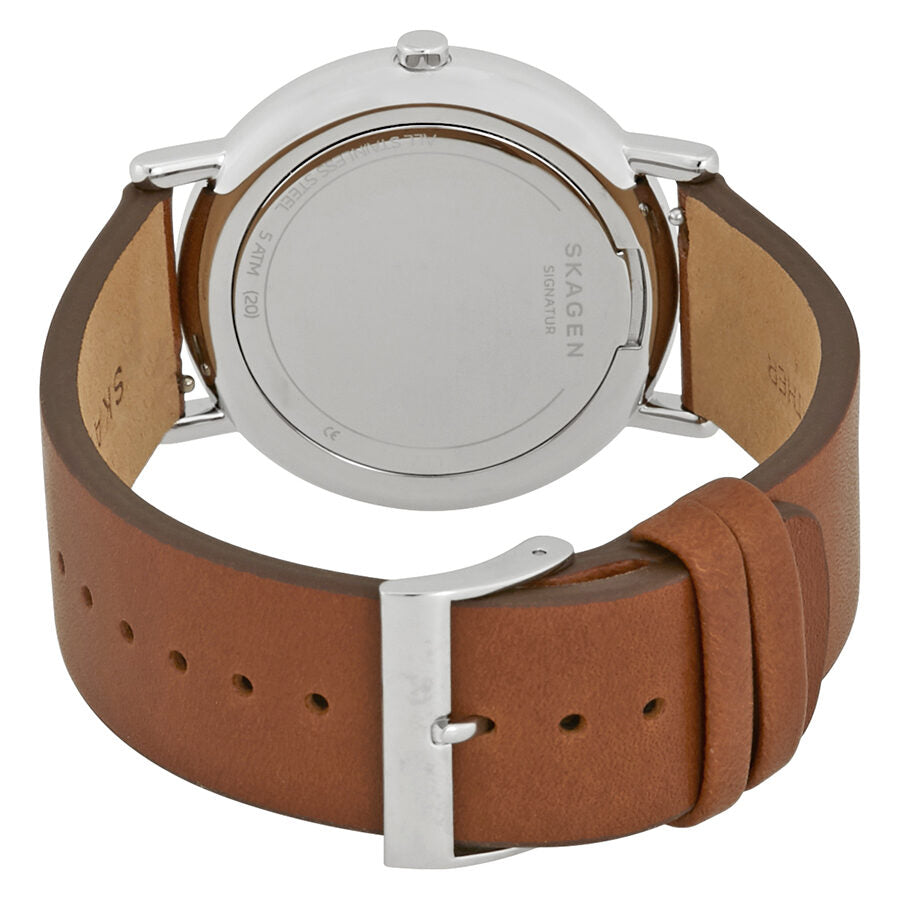 Leather skagen hotsell watches men