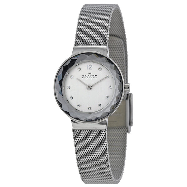 Skagen Silver Dial Stainless Steel Mesh Ladies Watch #456SSS - Watches of America