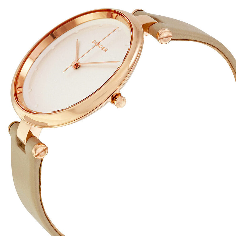 Skagen Tanja White Dial Beige Leather Ladies Watch SKW2484 - Watches of America #2