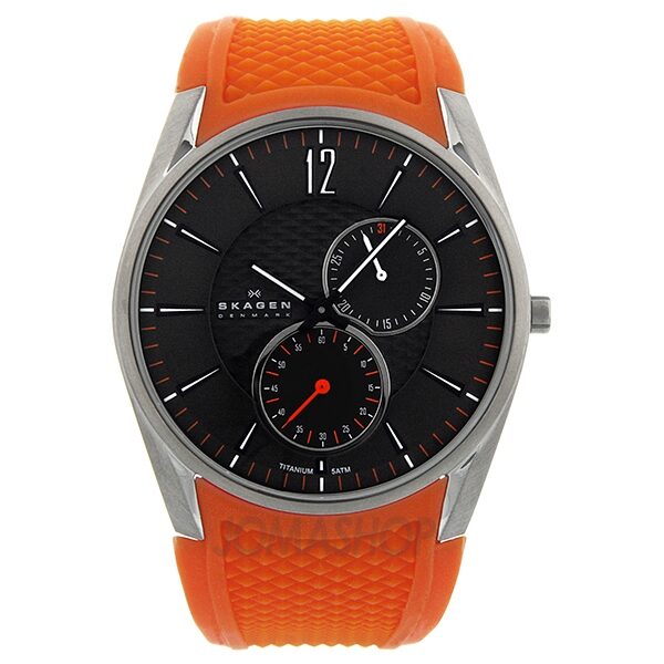 Skagen Titanium Bronze Dial Orange Silicone Strap Unisex Watch #435XXLTMO - Watches of America #5