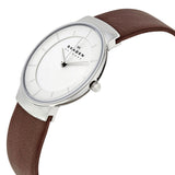 Skagen White Dial Brown Leather Ladies Watch SKW2058 - Watches of America #2