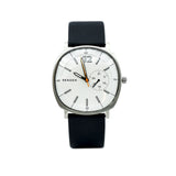 Skagen Rungsted Reloj de hombre de cuero negro con esfera blanca SKW6256