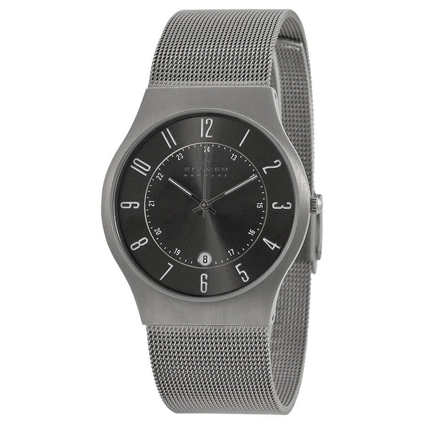 SkagenTitanium Gunmetal Dial Stainless Steel Mesh Men's Watch 233XLTTM - Watches of America