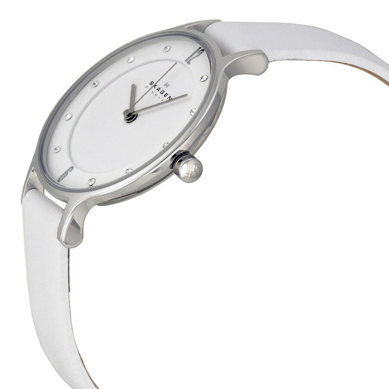 Skagen Anita White Dial White Leather Ladies Watch SKW2145 - Watches of America #2