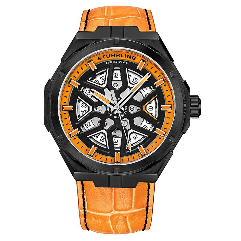 Stuhrling Original Legacy Automatic Orange Dial Men's Watch #M13483 - Watches of America