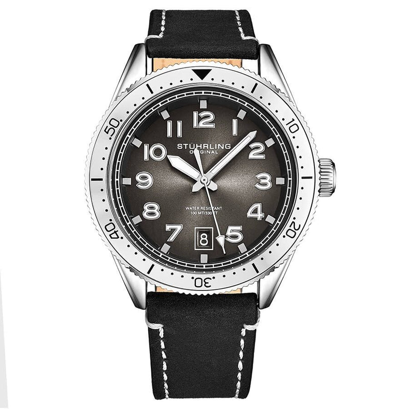 Stuhrling Original Monaco Quartz Black Dial Men's Watch #M13669 - Watches of America