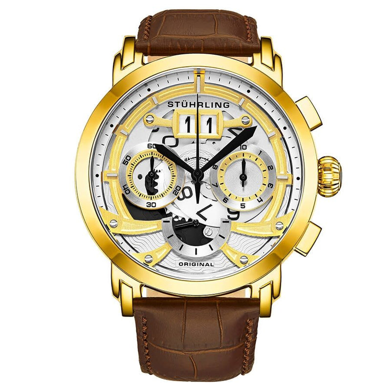 Stuhrling Original Monaco Quartz White Dial Men's Watch #M13531 - Watches of America