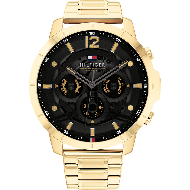 Tommy Hilfiger Gold Steel Black Dial Men's Watch  1710511 - Watches of America