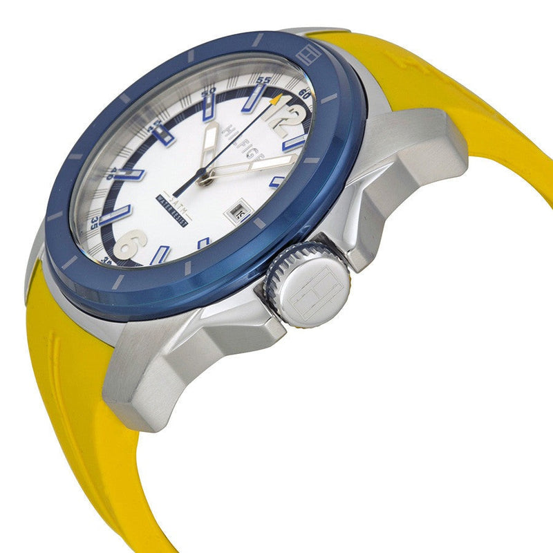 Tommy Hilfiger White and Navy Dial Yellow Rubber Men's Watch 1791115 - Watches of America #2