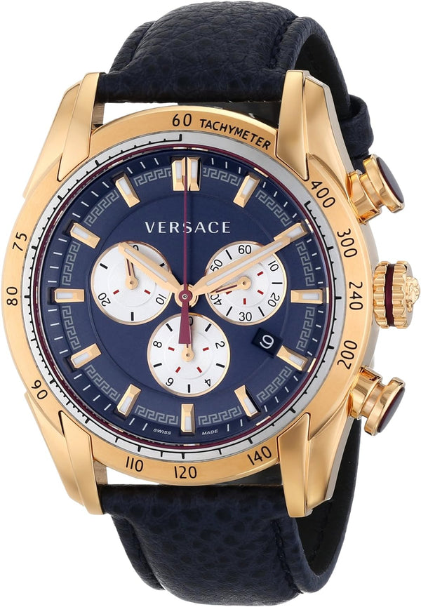 Versace V-Ray Rose Gold Leather Strap Men's Watch  VDB030014 - Watches of America