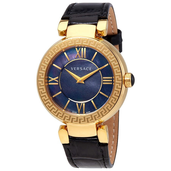 Versace Leda Black Mother of Pearl Black Leather Ladies Watch #VNC200017 - Watches of America #2